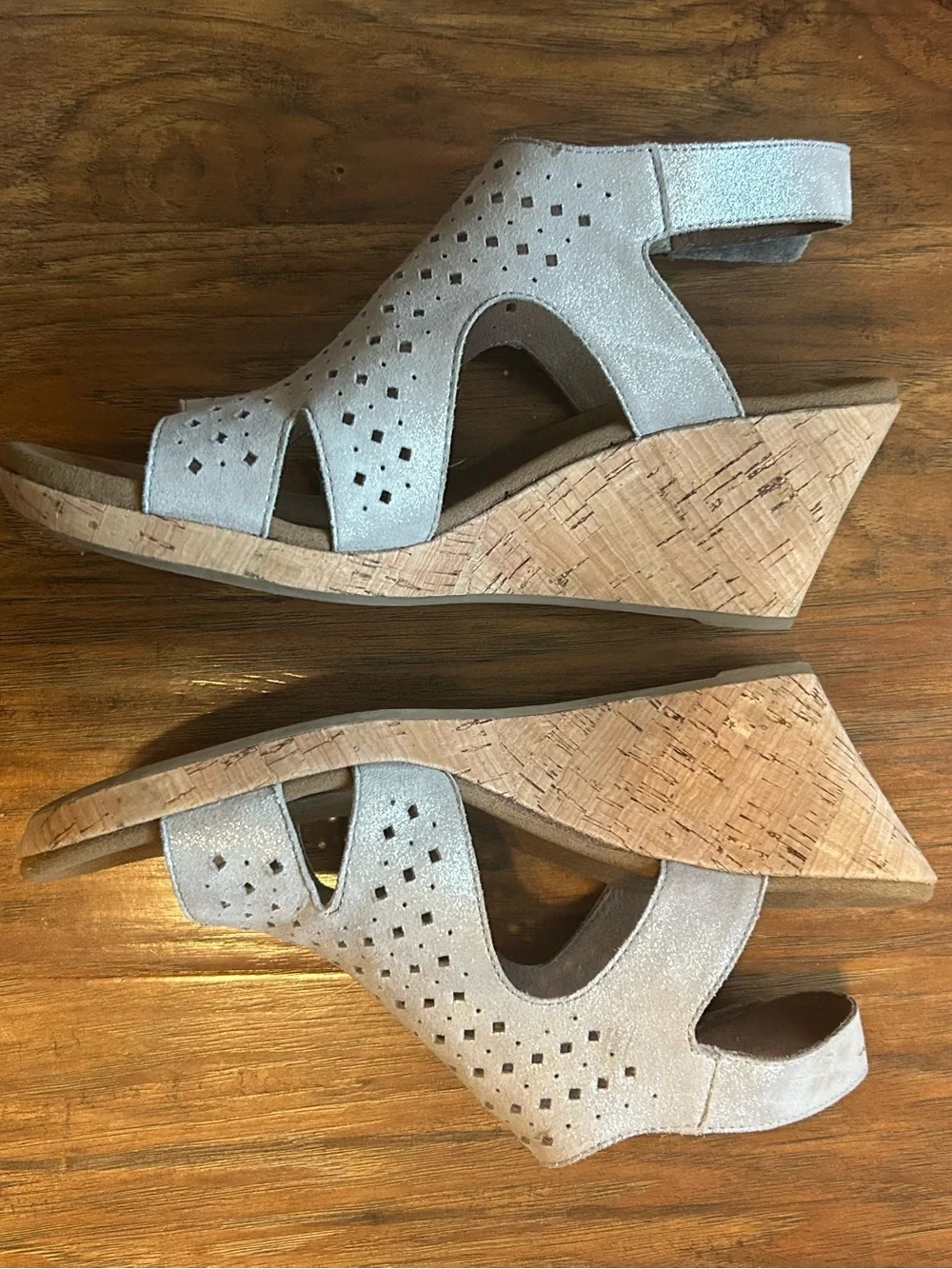Rockport Taupe Suede Perforated Slingback Sandals